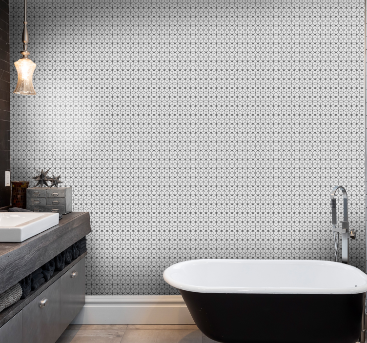 Gray mosaic bathroom wallpaper - TenStickers