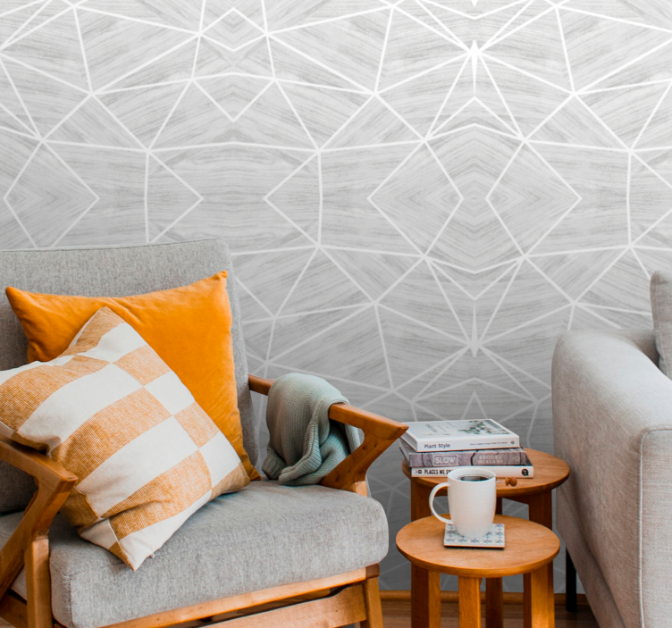 Grey lines across wallpaper geometric - TenStickers