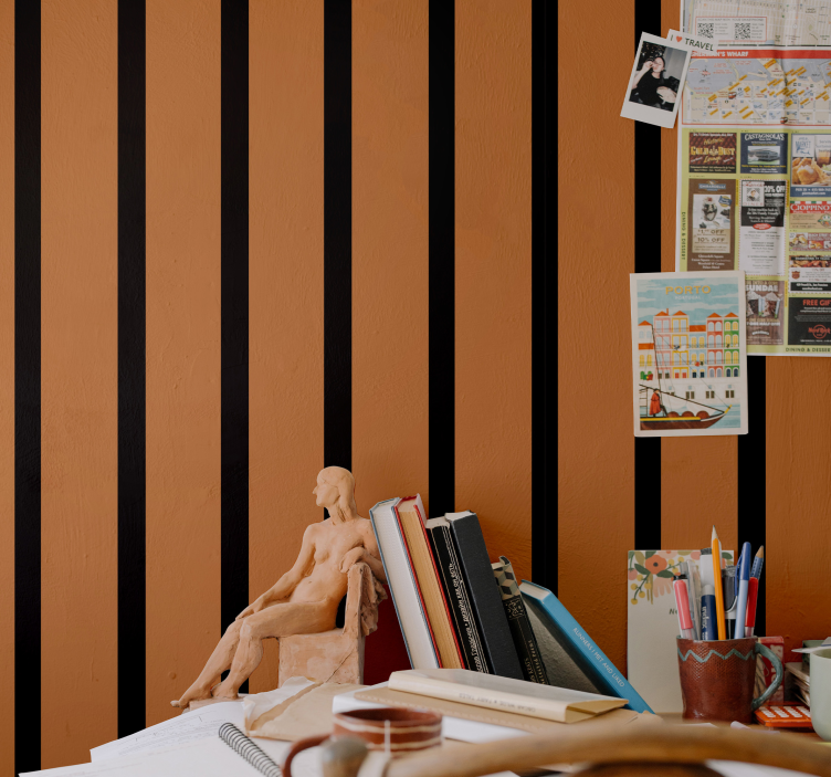 Halloween colors vertical stripes Wallpaper - TenStickers