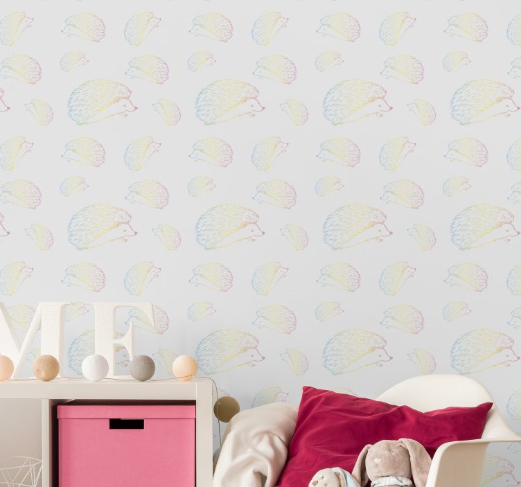 Hedgehog Pattern animals wallpaper - TenStickers
