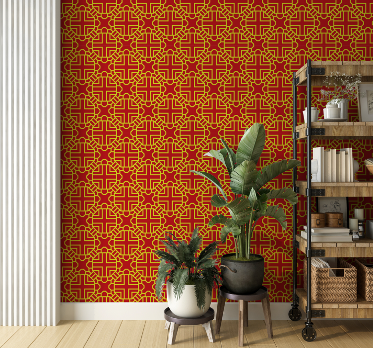 Intricate Lattice Pattern red wallpaper - TenStickers