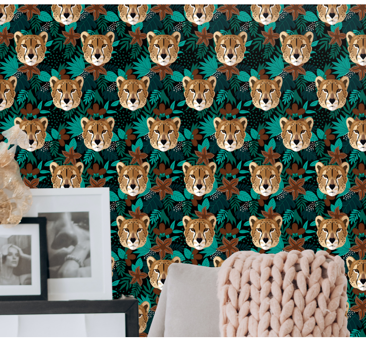 Jungle Cheetah Pattern animals wallpaper - TenStickers
