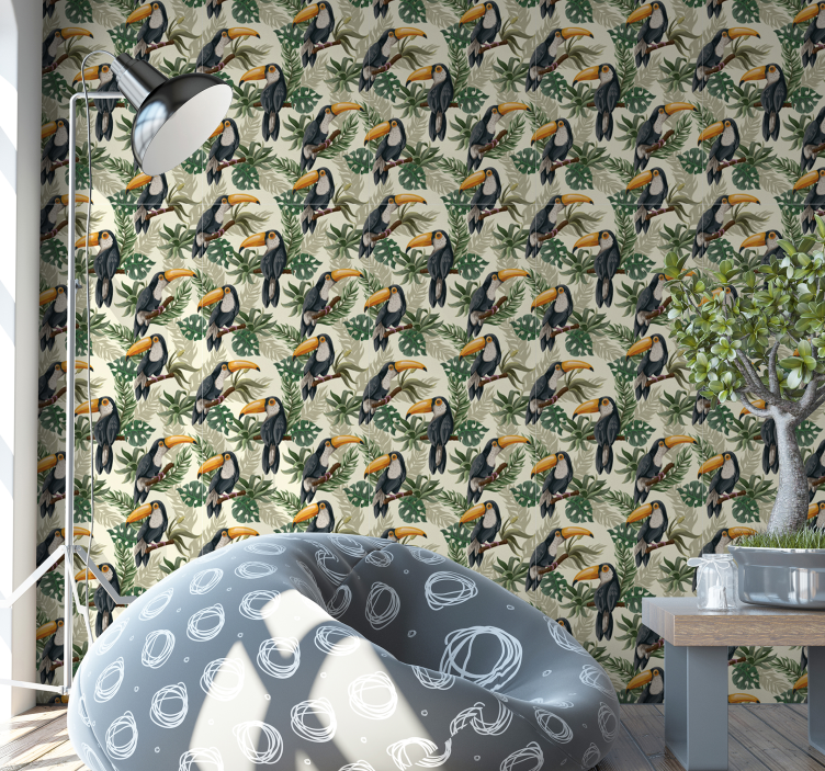 Jungle Toucan Forest Wallpaper - TenStickers