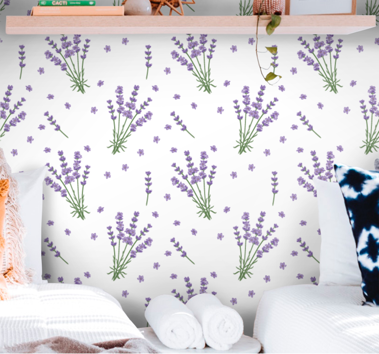 Lavender Floral Garden flowers wallpaper - TenStickers