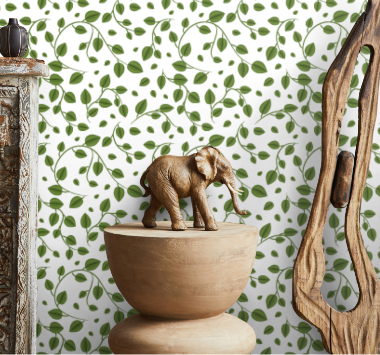 Green creepers motif leaves wallpaper - TenStickers