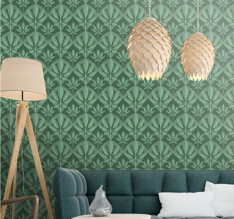 Green Vertical Pattern living area wallpaper - TenStickers