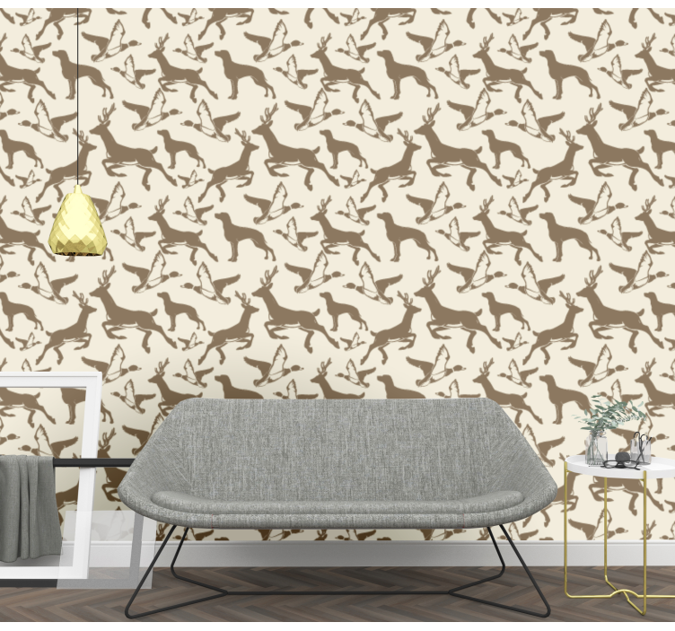Leaping Deer Pattern animals wallpaper - TenStickers