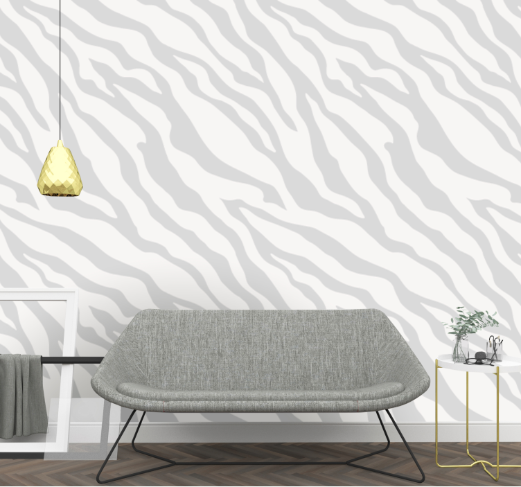 Light gray zebra pattern Living Room Wallpaper - TenStickers