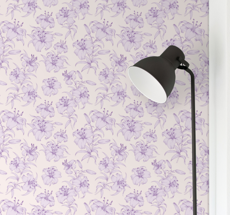 Elegant purple motif flowers wallpaper - TenStickers