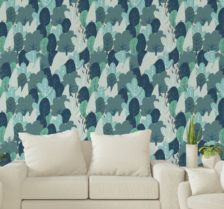 Lush Leaf Pattern leaves wallpaper - TenStickers