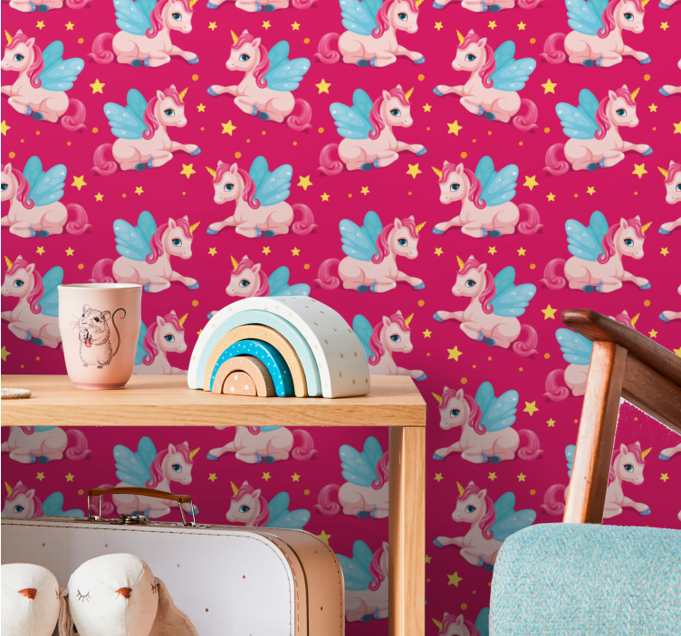 Magical Unicorn Design butterflies wallpaper - TenStickers
