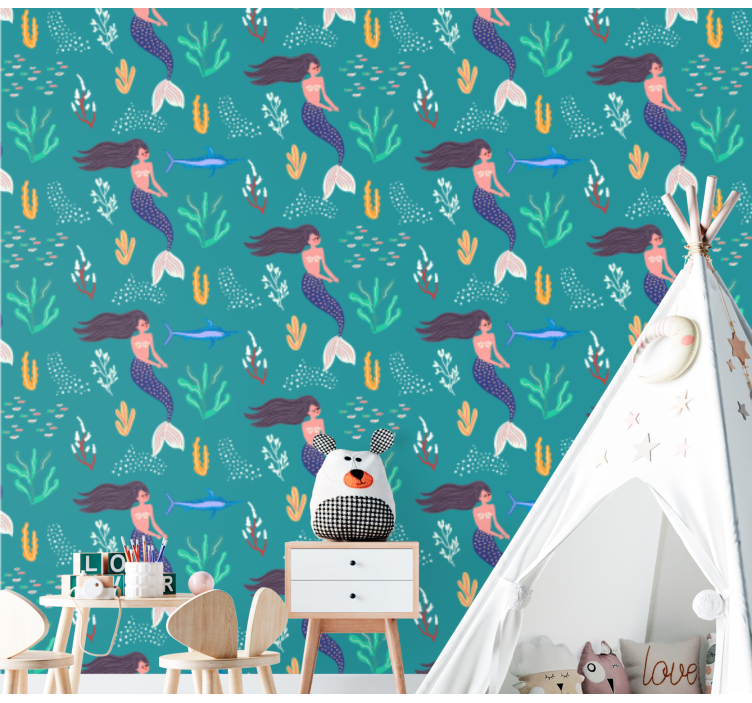 Mermaid Underwater wallpaper childrens room - TenStickers