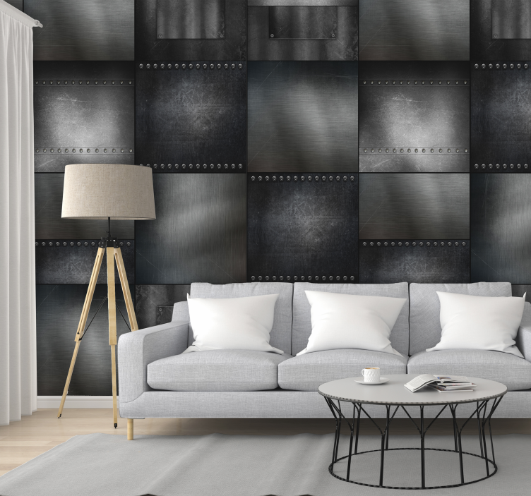Metallic Panel Design metal effect wallpaper - TenStickers