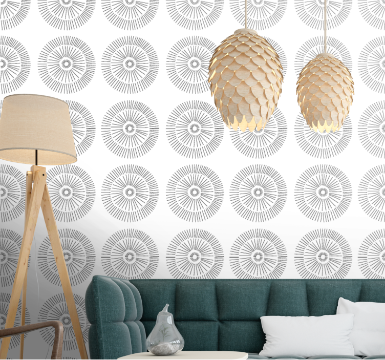 Minimalist Circular Patterns living area wallpaper - TenStickers
