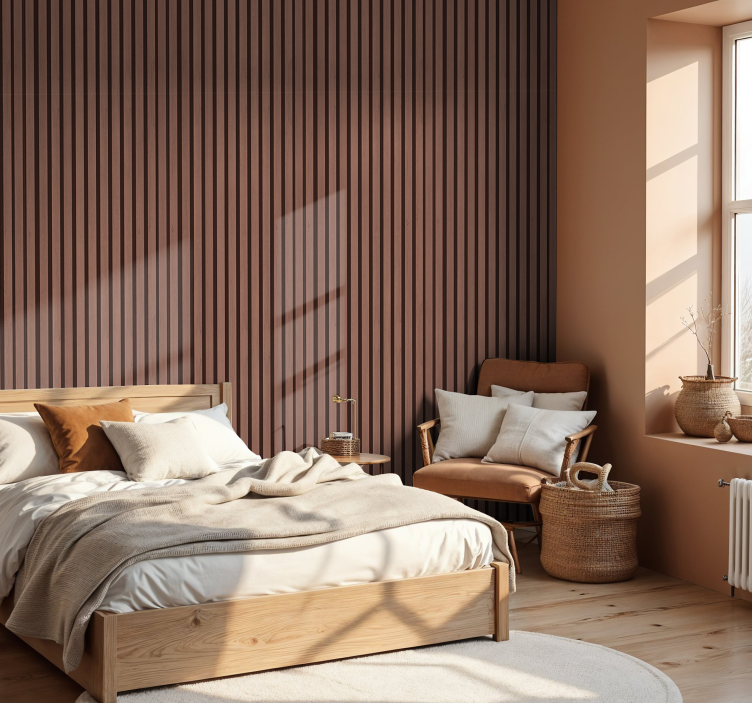 "Mocha mousse" slats wallpaper vertically striped - TenStickers