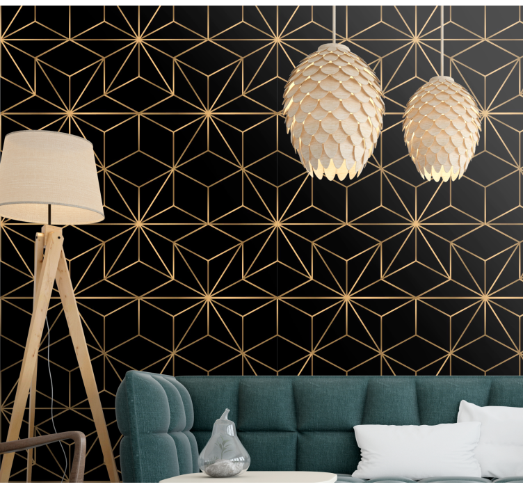 Modern golden lines striped wallpaper - TenStickers