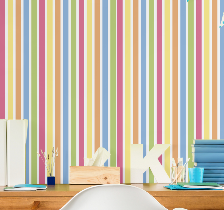 Multicolored Stripes wallpaper horizontal stripes - TenStickers