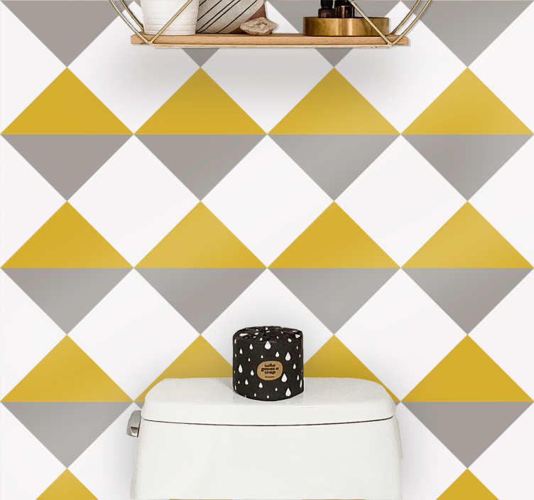 Mustard and gray motif wallpaper squares - TenStickers