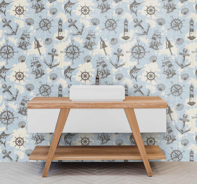 Nautical Motifs living area wallpaper - TenStickers