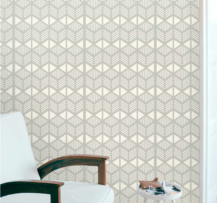 Neutral Chevron grid wallpaper geometric - TenStickers