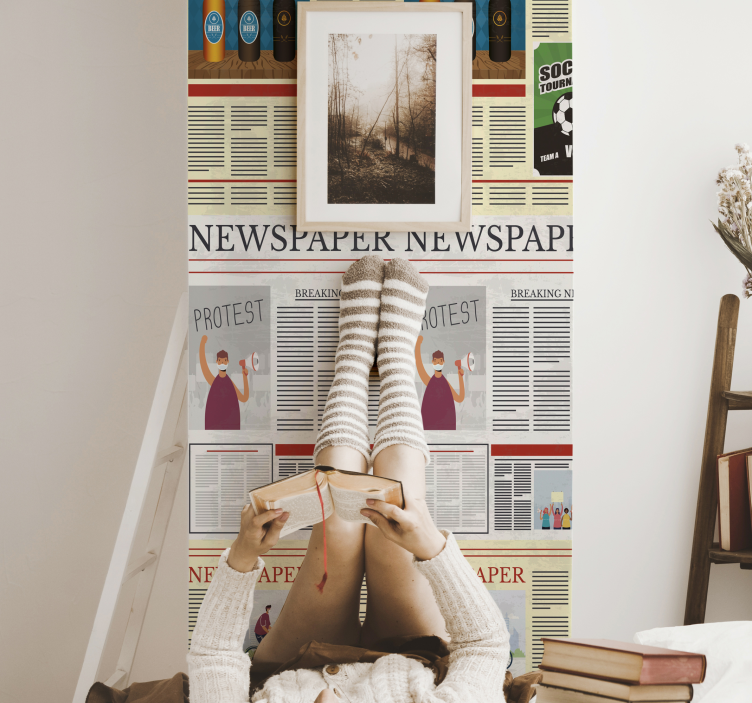 Newspaper Collage lettering wallpaper - TenStickers