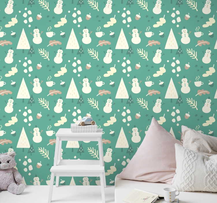 Nordic Winter Pattern nordic wallpaper - TenStickers