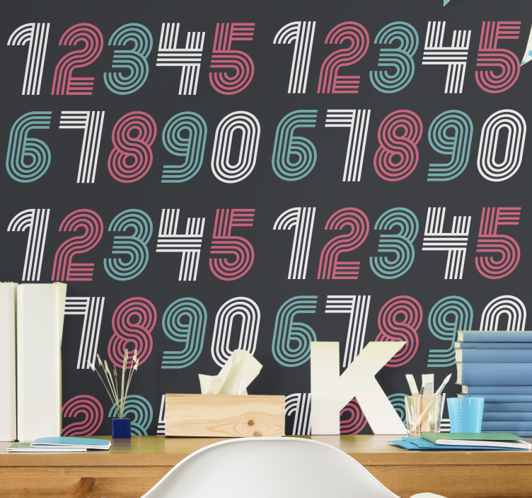 Number Pattern Design retro wallpaper - TenStickers