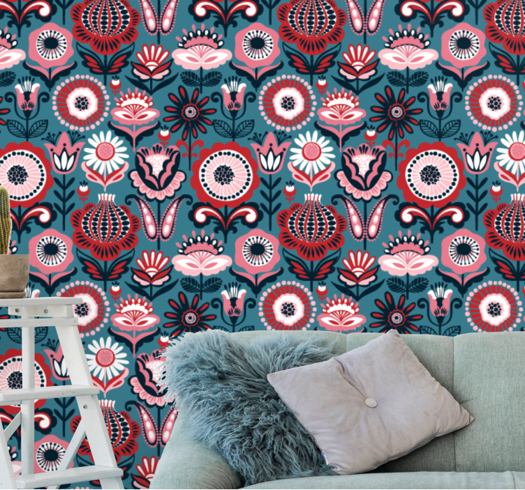 Ornamental Blooms floral wallpaper - TenStickers