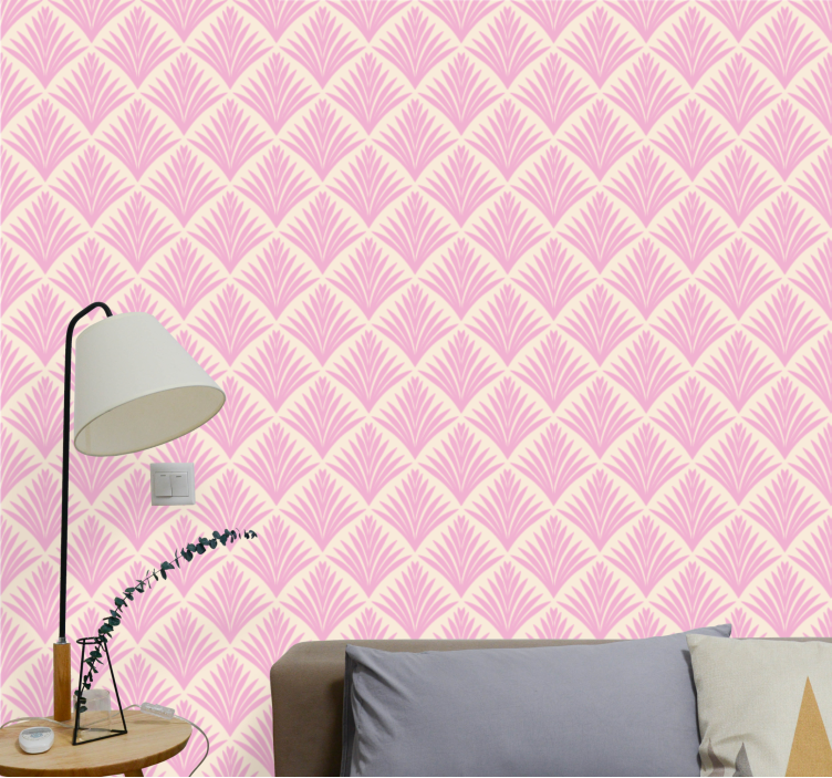 Ornamental Leaves pink wallpaper - TenStickers