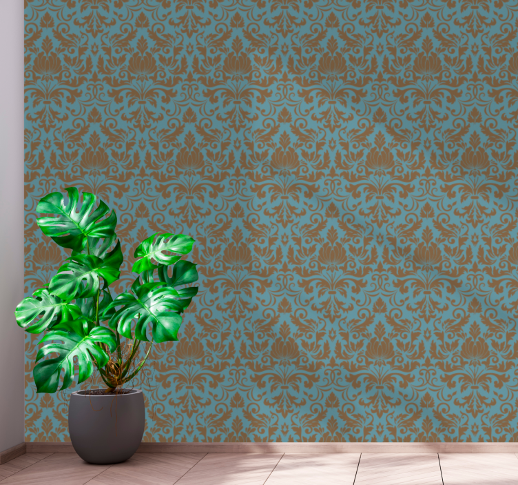 Ornate Foliage Motifs tile effect wallpaper - TenStickers
