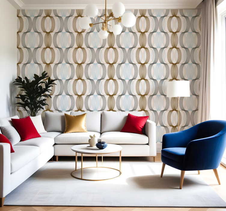 Oval lines contemporary wallpaper - TenStickers