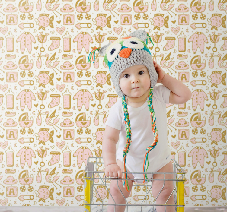 Owl Knit Hat nursery room wallpaper - TenStickers