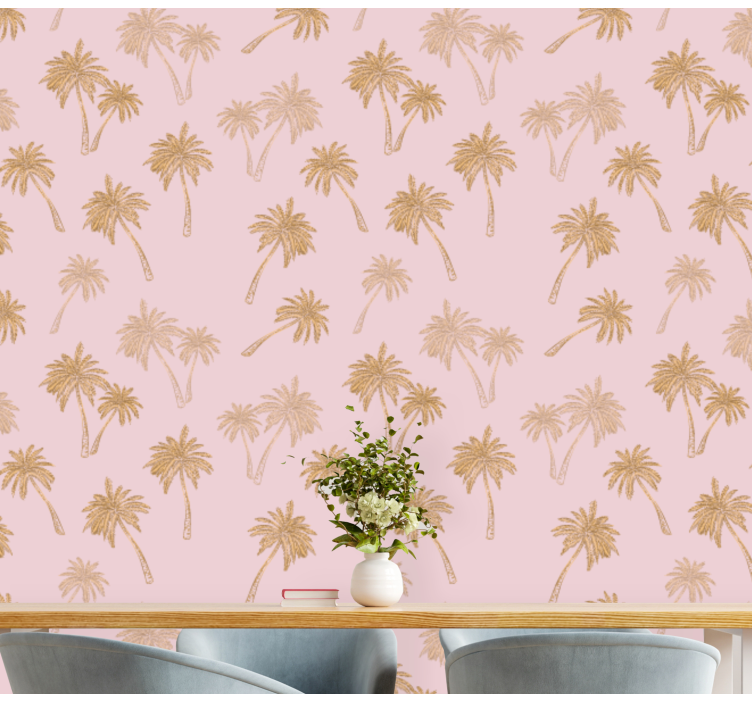 Palm tree golden blush wallpaper - TenStickers