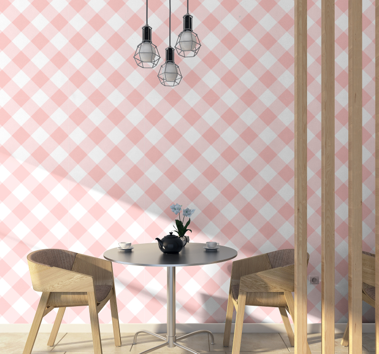 Pink Gingham Pattern wallpaper squares - TenStickers
