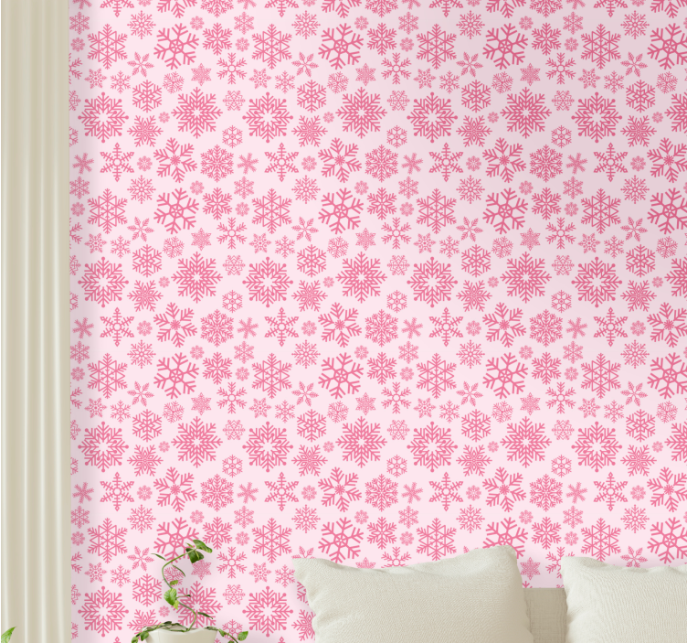 Pink Snowflake Pattern holiday christmas wallpaper - TenStickers