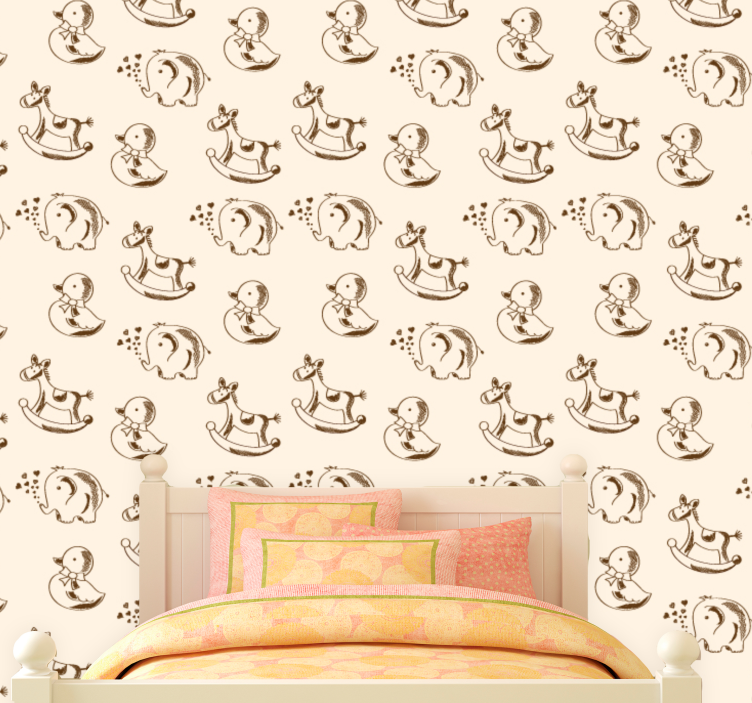 Playful Animal Sketches nursery room wallpaper - TenStickers