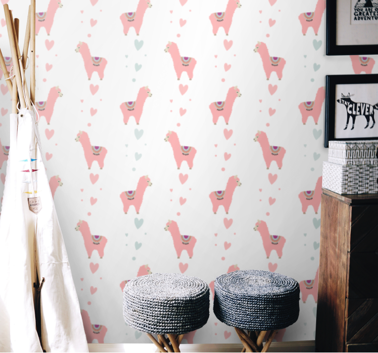 Playful Llama Motif animals wallpaper - TenStickers