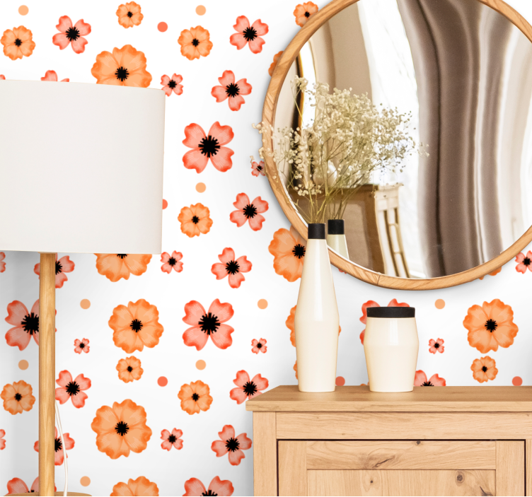 Poppies Pattern flowers wallpaper - TenStickers