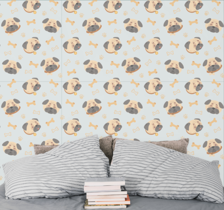 Puppy Pattern cute dog wallpaper - TenStickers