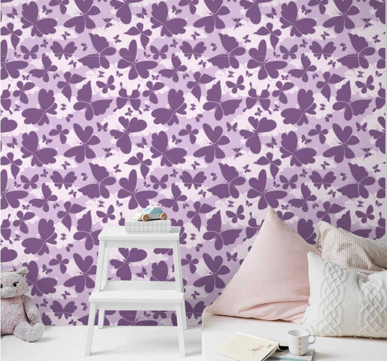 Purple Shades Pattern butterflies wallpaper - TenStickers