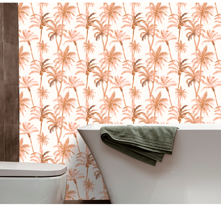 Red palmtrees Bathroom Wallpaper - TenStickers