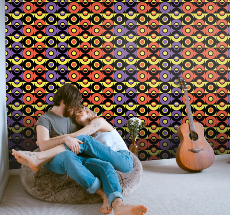 Retro Circles Pattern retro wallpaper - TenStickers