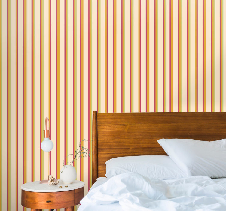 Retro pastel striped pattern Striped Wallpaper - TenStickers
