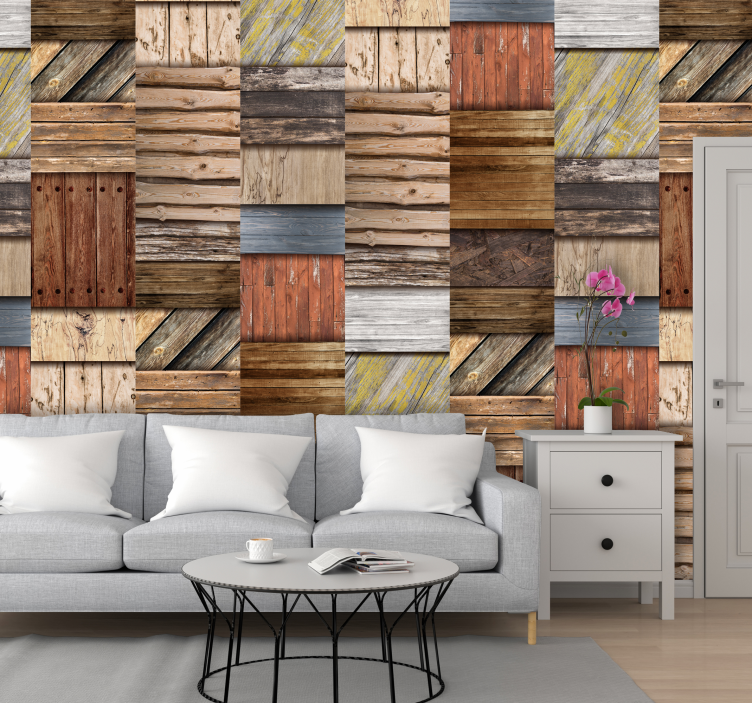 Rustic Timber Panels wood effect wallpaper - TenStickers