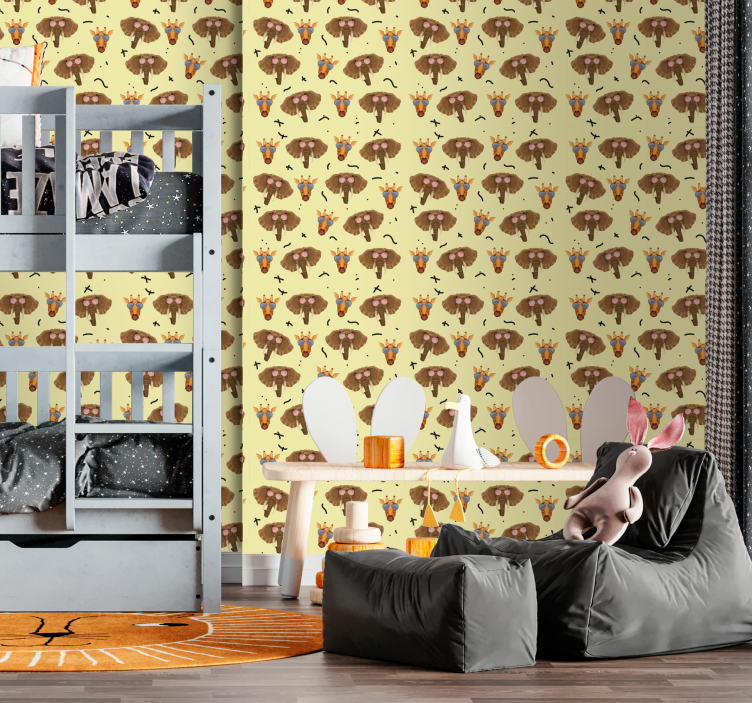 Safari Animal Pattern animals wallpaper - TenStickers