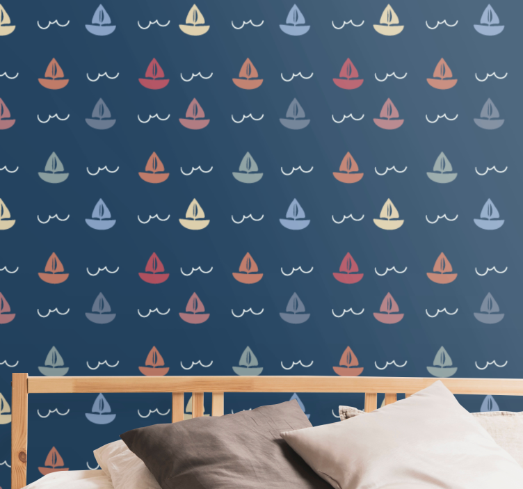 Sailing boats motif wallpaper childrens room - TenStickers