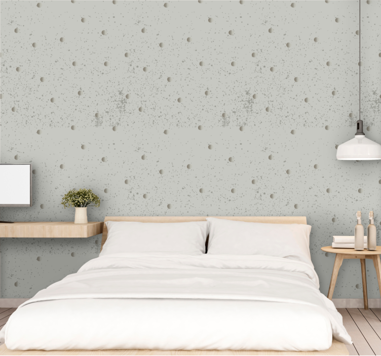 Scandinavian gray dot pattern Bedroom Wallpaper - TenStickers