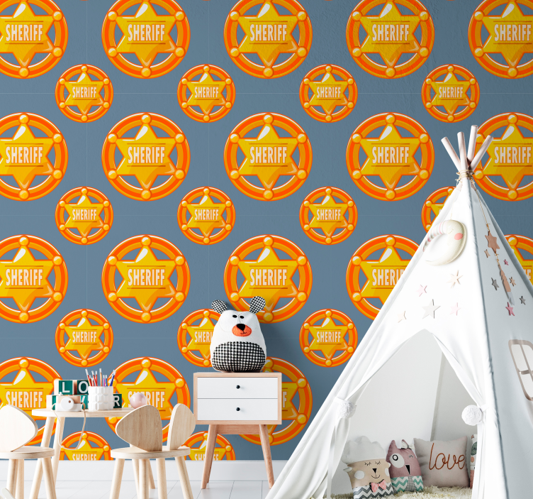 Sheriff badge pattern custom wallpaper - TenStickers