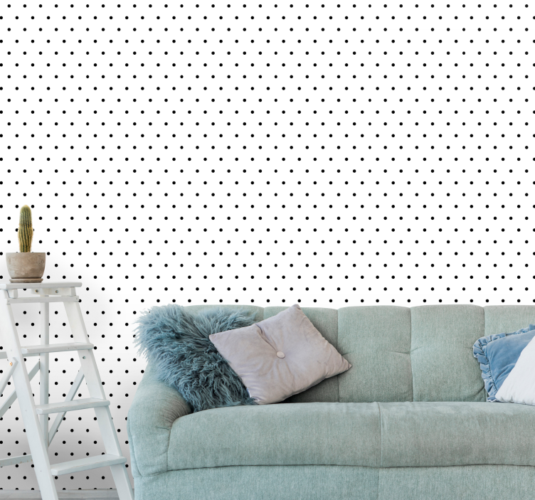 Simple black and white motif polka dots wallpaper - TenStickers