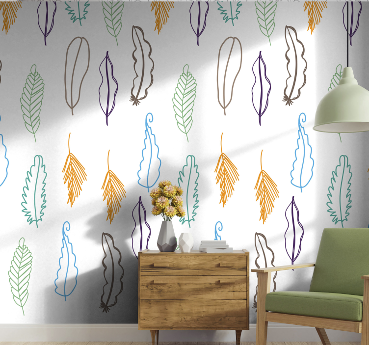 Sketch Leaf Patterns leaves wallpaper - TenStickers